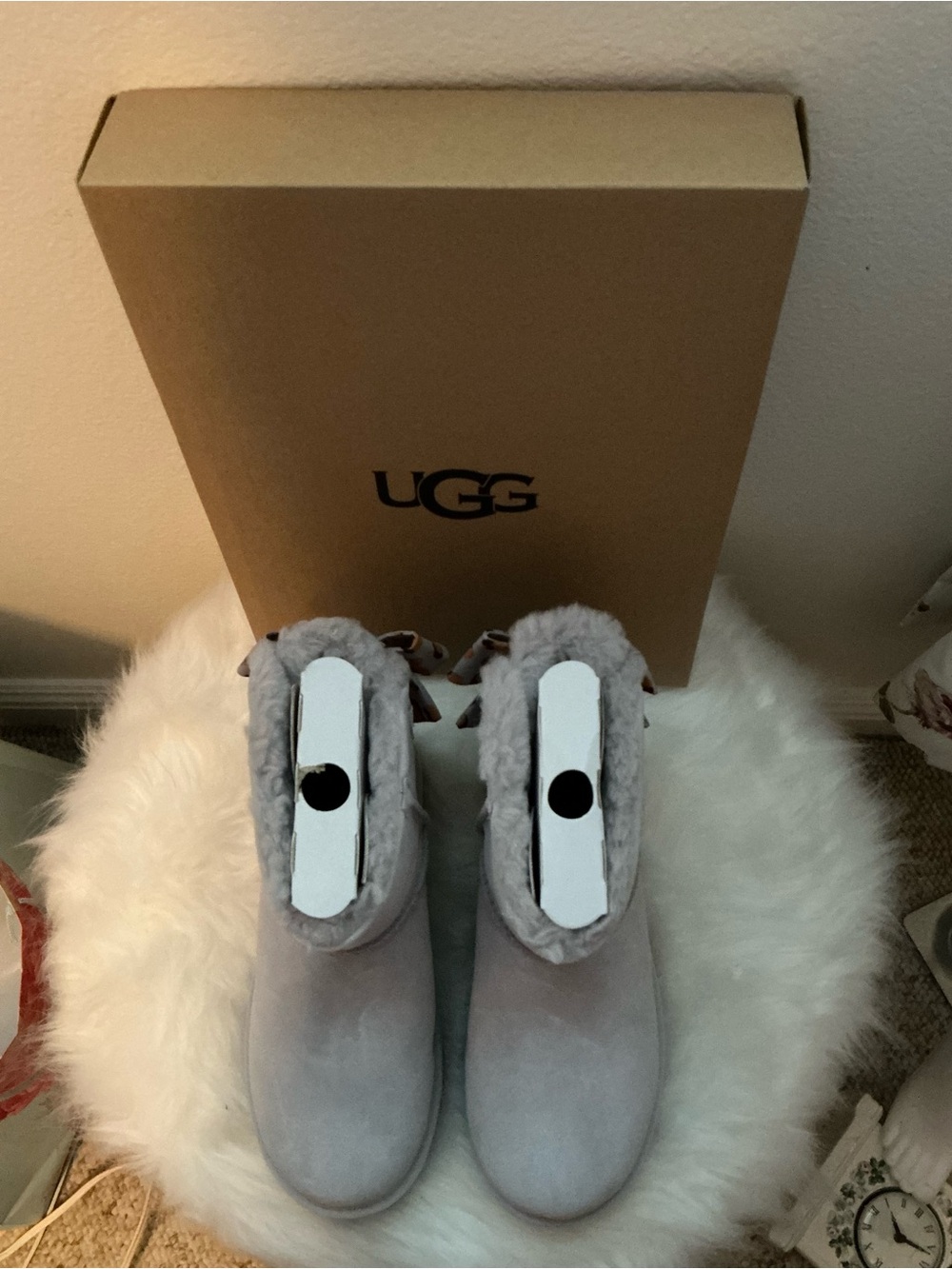 UGG Light Gray Shearling Ankle Boots